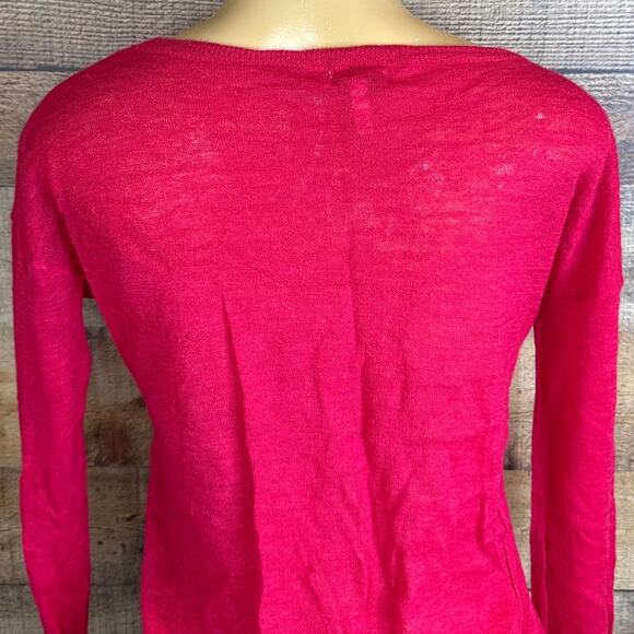 𝅺Joie Lightweight Semi Sheer Solid Red Sweater Size Medium - Picture 4 of 8
